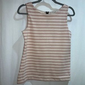 Loft striped top Sz XSP decorative back zipper sleeveless cotton